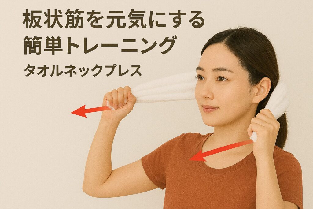 肩こり・頭・頸板状筋 
タオルネックプレス