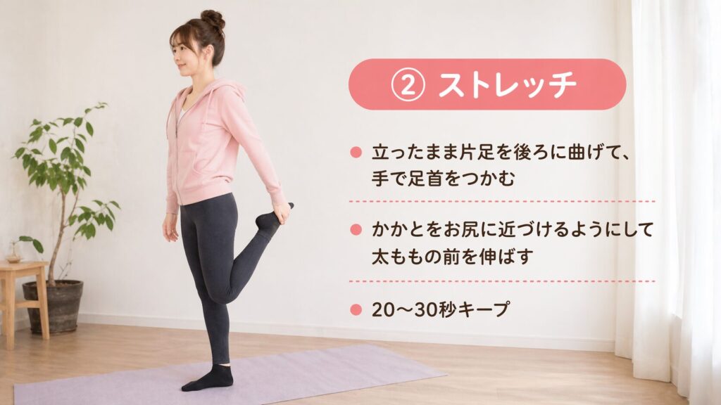 腰痛、大腿四頭筋、ストレッチ
