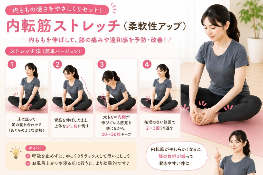 膝関節痛・内転筋・ストレッチ