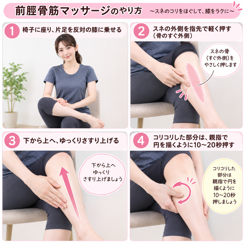 膝関節痛・前脛骨筋・マッサージ
