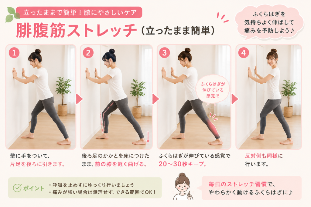 膝関節痛・腓腹筋・ストレッチ