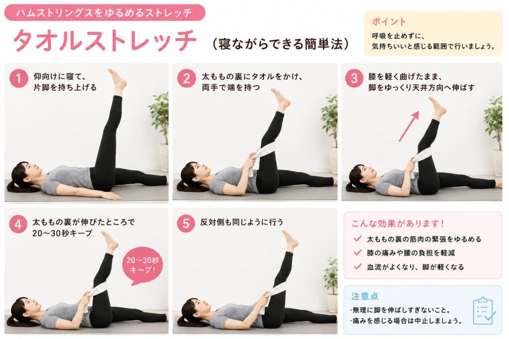 膝関節痛・ハムスト・ストレッチ