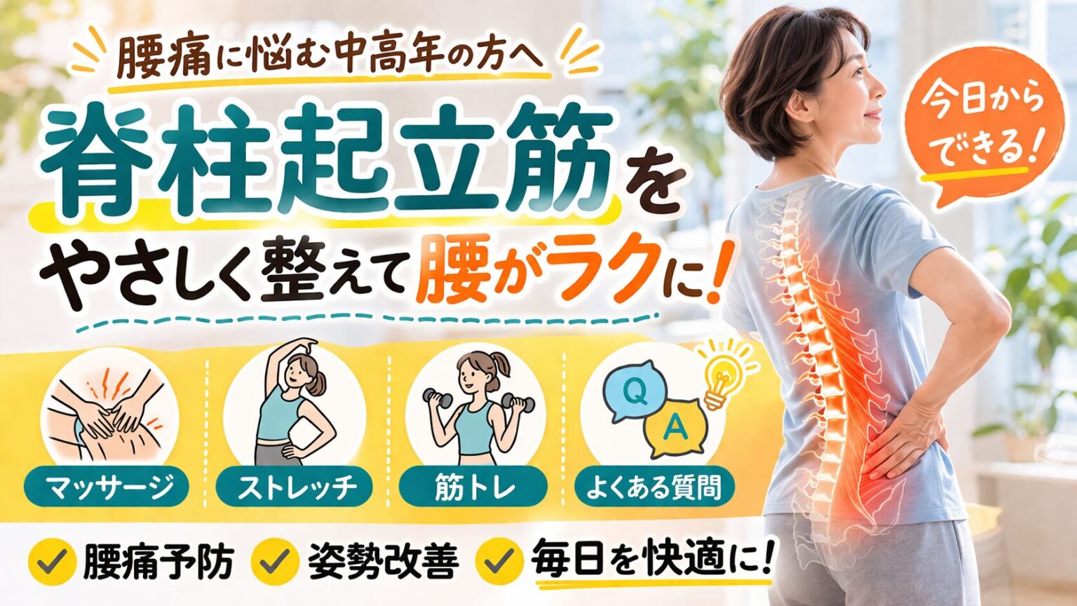 腰痛・脊柱起立筋群・アイキャッチ