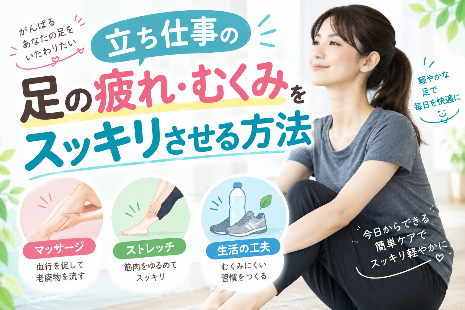 立ち仕事の足の疲れ・むくみを解消・アイキャッチ